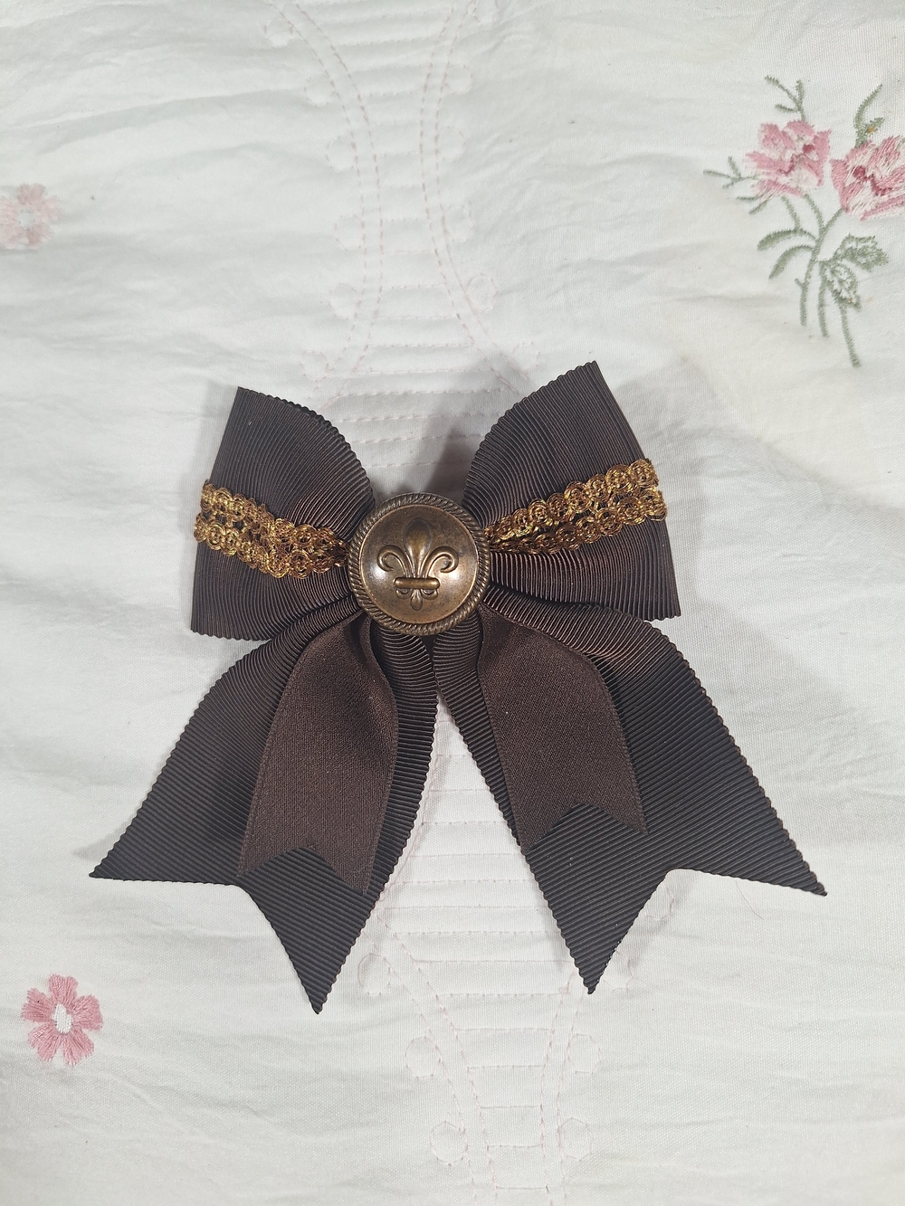 Innocent World Gold Braid Bow Clip | Brown | Classic Lolita